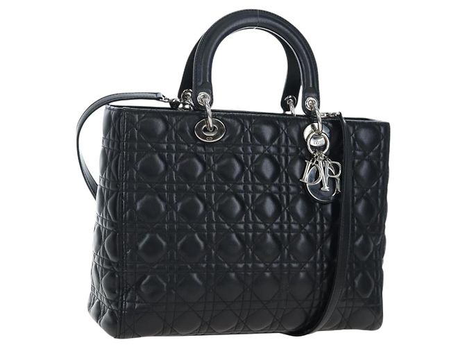Christian Dior Lady Dior Lambskin Large Negro - vista 3