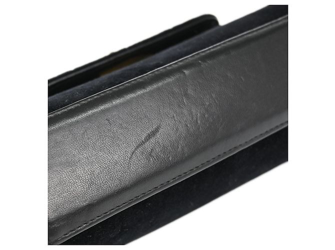Chanel Chocolate Bar Mademoiselle Lock Chain Quilted velvet Nero - vista 7