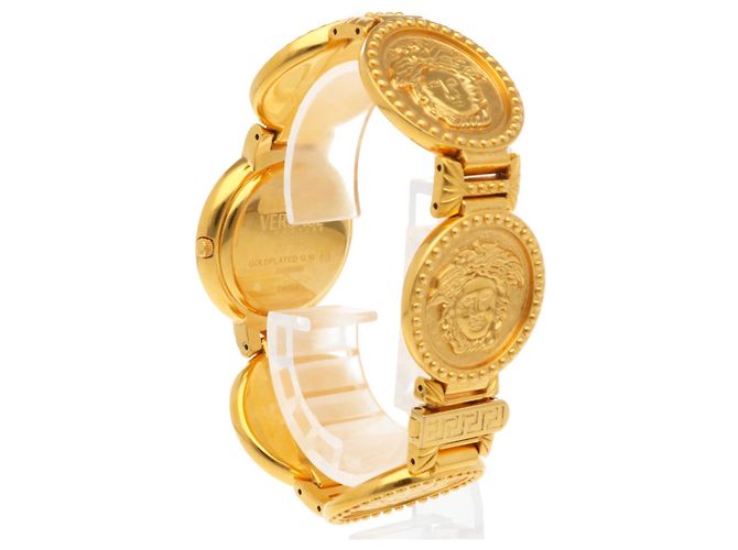 Medusa Relógio de pulso Versace banhado a ouro quartz - vista 4