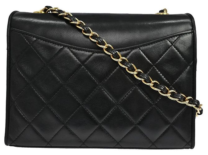 Chanel Vintage CC Full Flap Quilted Lambskin Small Nero - vista 2