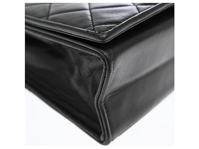 Chanel Vintage CC Full Flap Quilted Lambskin Small Nero - vista 7
