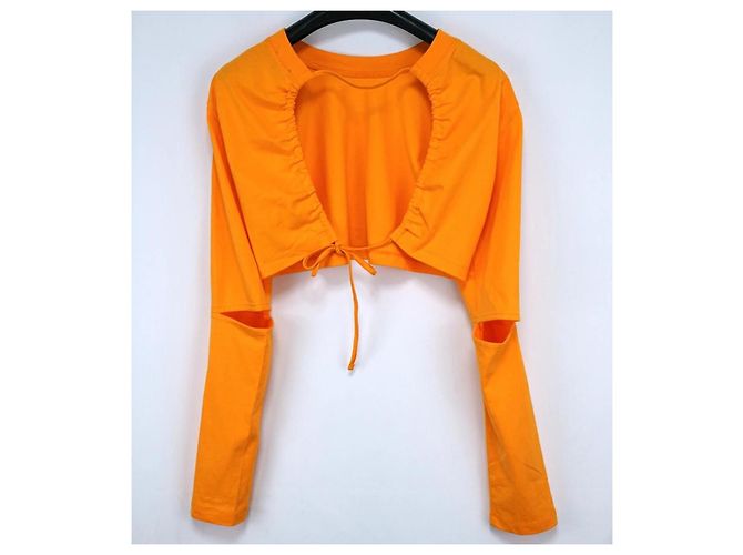 Jacquemus Top Cropped Laranja com Recortes - vista 2