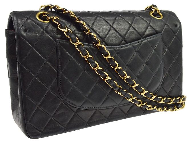 Chanel Vintage Classic Double Flap Quilted Lambskin Medium Noir - vue 2