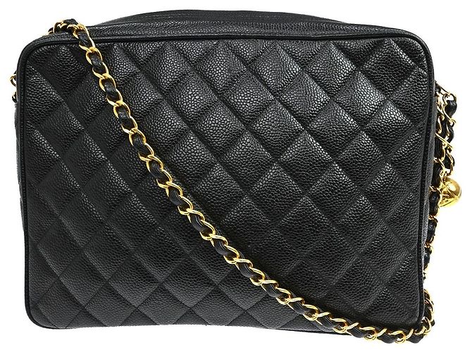 Chanel Vintage Front Pocket Quilted Caviar Medium Noir - vue 2