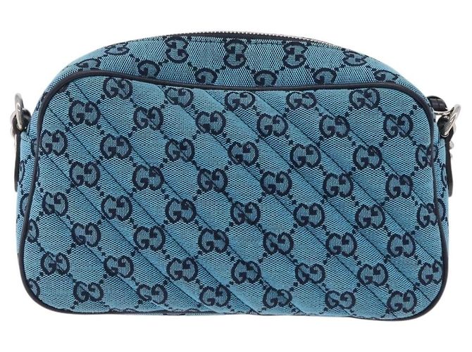 Gucci GG Marmont Multicolor Diagonal Quilted GG Canvas Small Blau - Ansicht 2