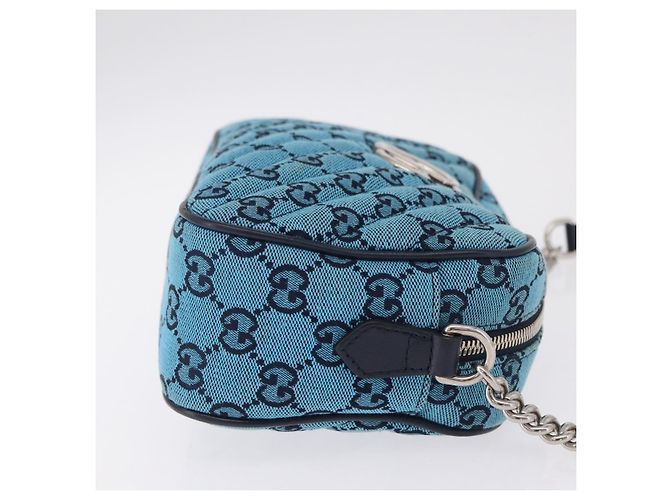 Gucci GG Marmont Multicolor Diagonal Quilted GG Canvas Small Blau - Ansicht 3