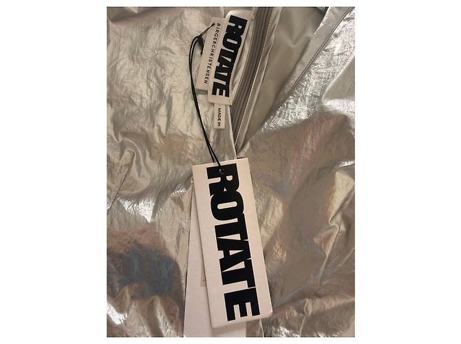 Autre Marque ROTATE Birger Christensen Number 24 Metallic Lamé Kleid Silber - Ansicht 4