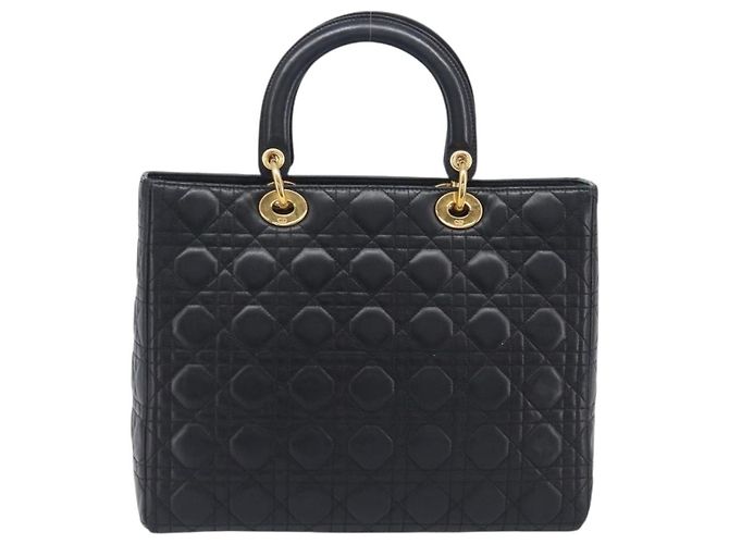 Christian Dior Lady Dior Cannage Quilt Lambskin Medium Nero - vista 2