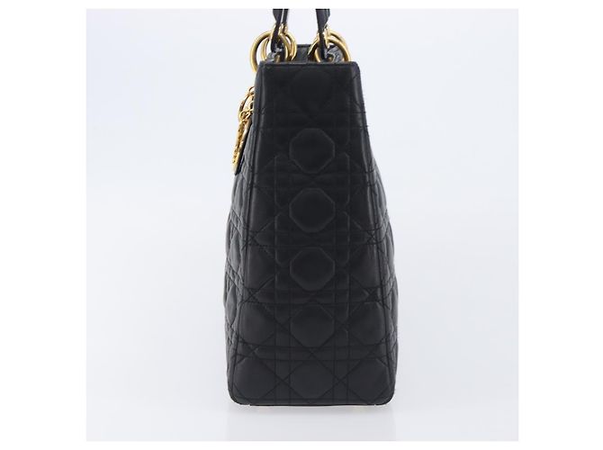 Christian Dior Lady Dior Cannage Quilt Lambskin Medium Nero - vista 3