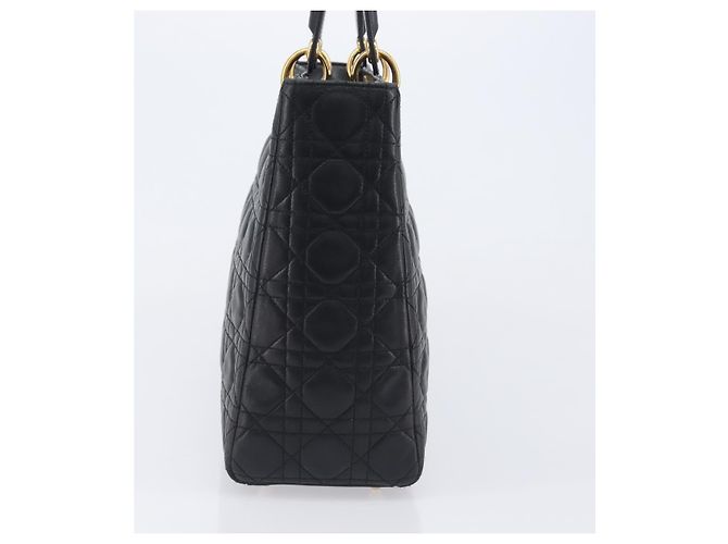 Christian Dior Lady Dior Cannage Quilt Lambskin Medium Nero - vista 4