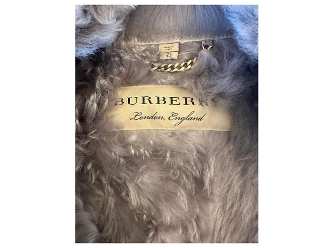 Burberry Shearling und Lammleder Jacke mit Gürtel Grau - Ansicht 5