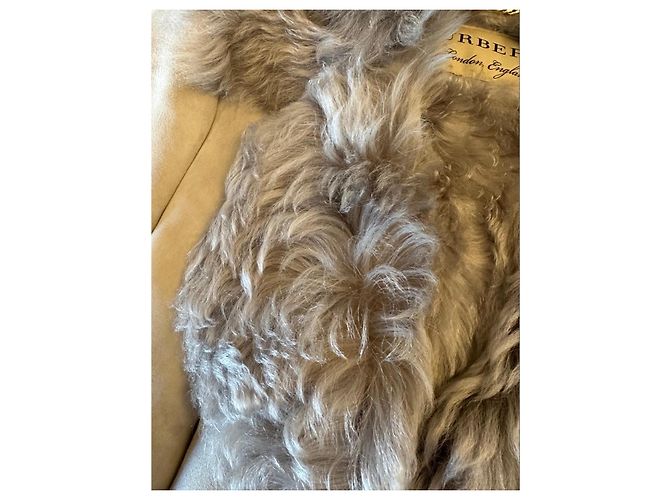 Burberry Shearling und Lammleder Jacke mit Gürtel Grau - Ansicht 6
