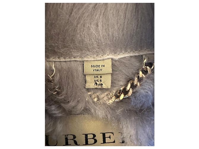 Burberry Shearling und Lammleder Jacke mit Gürtel Grau - Ansicht 8