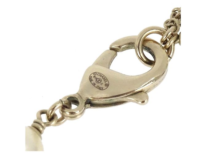 Chanel CC Halskette Kunstperlen und Metall Lang Golden - Ansicht 6