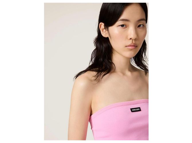 Miu Miu Top tube en mezcla de viscosa rosa - vista 7
