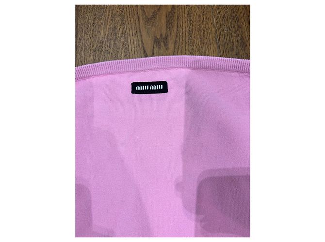 Miu Miu Top tube en mezcla de viscosa rosa - vista 8