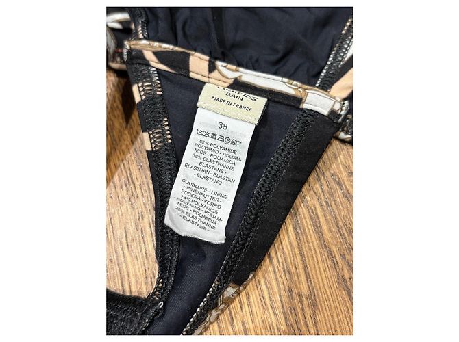Conjunto de Bikini Hermès Gioda Negro Blanco Dorado - vista 4