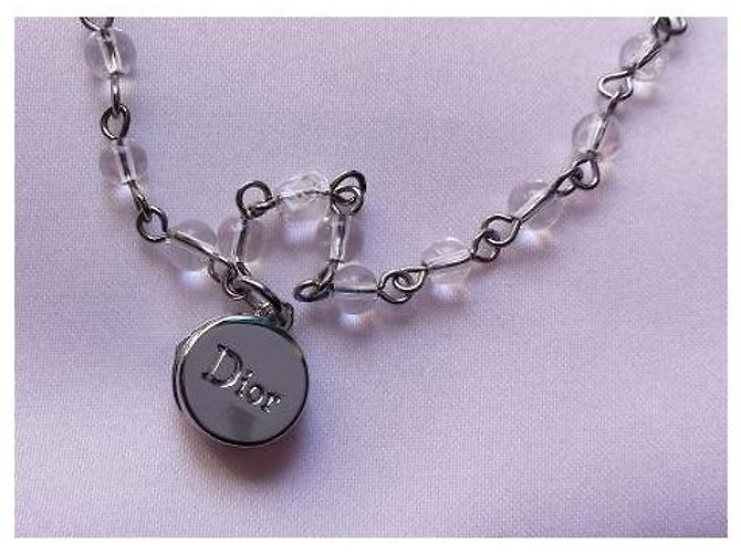 Autre Marque Collana Dior in metallo argentato con pendenti stella, fiocco e CD Argento - vista 2