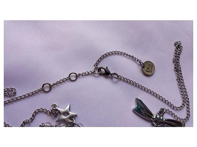 Autre Marque Collana Dior in metallo argentato con pendenti stella, fiocco e CD Argento - vista 4