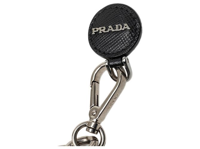 Saffiano Prada Brosche mit Kettenlogo und Robotermotiv Schwarz - Ansicht 3