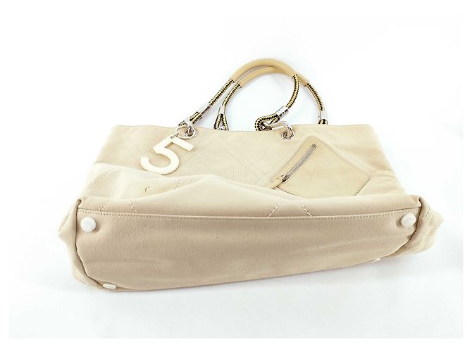 Chanel Vintage No. 5 Canvas Beige - vista 2