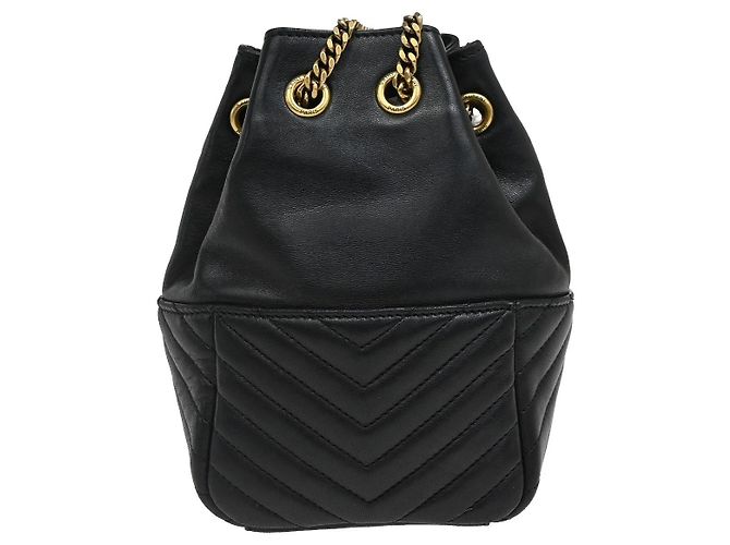 Autre Marque Saint Laurent Joe Bucket Matelasse Chevron Leather Mini Nero - vista 2