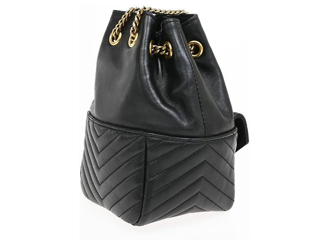 Autre Marque Saint Laurent Joe Bucket Matelasse Chevron Leather Mini Nero - vista 4