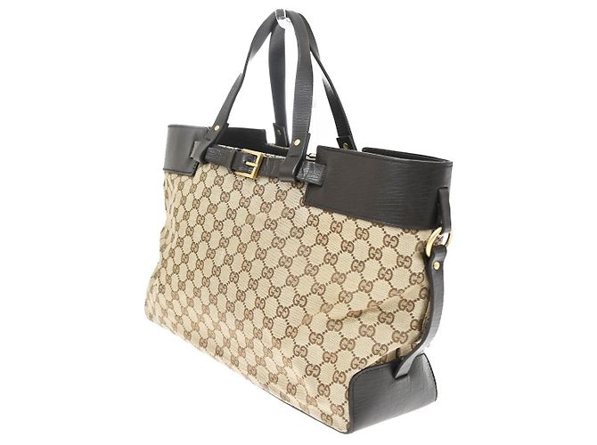 Borsa secchiello Gucci con cintura in tela GG e pelle East West Marrone - vista 4