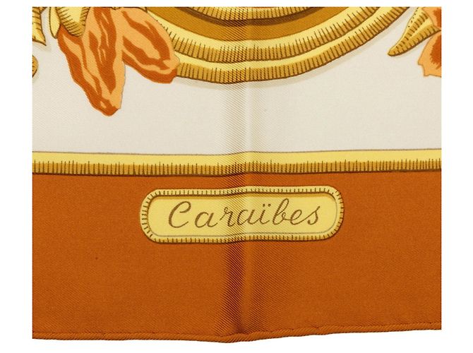 Hermès Hermes Carre 90 Carabes Foulard Uccello dei Caraibi Marrone - vista 7