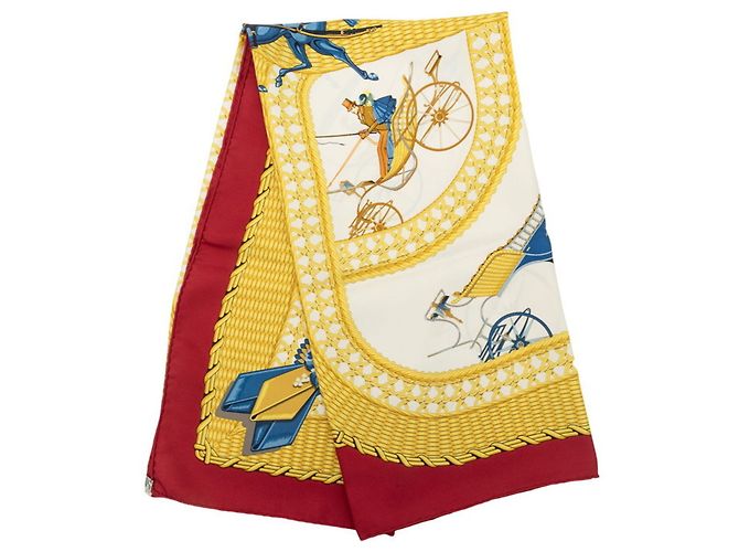 Hermès Lenço Hermes Carre 90 VOITURES PANIERS Vermelho Multicor - vista 7