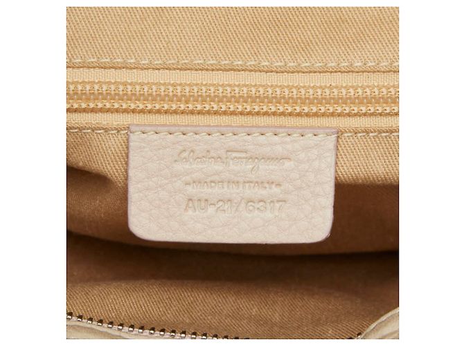 Borsa Tote Salvatore Ferragamo Gancini Marissa Beige - vista 8
