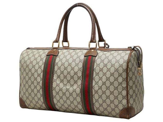 Borsa Boston Gucci Sherry Line GG Supreme Marrone - vista 2