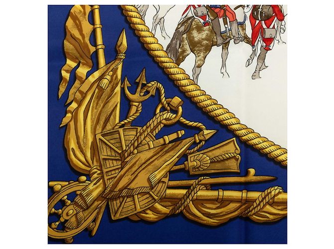 Hermès Pañuelo Hermes Carre 90 Marine et Cavalerie Azul Multicolor - vista 3