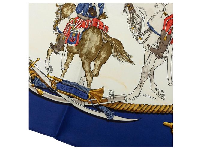 Hermès Pañuelo Hermes Carre 90 Marine et Cavalerie Azul Multicolor - vista 5