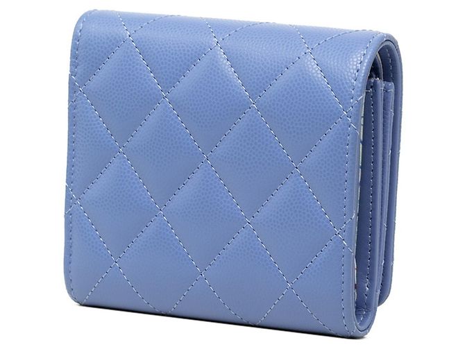 Chanel Coco Mark Matelassé Tri-fold Geldbörse Blau - Ansicht 2