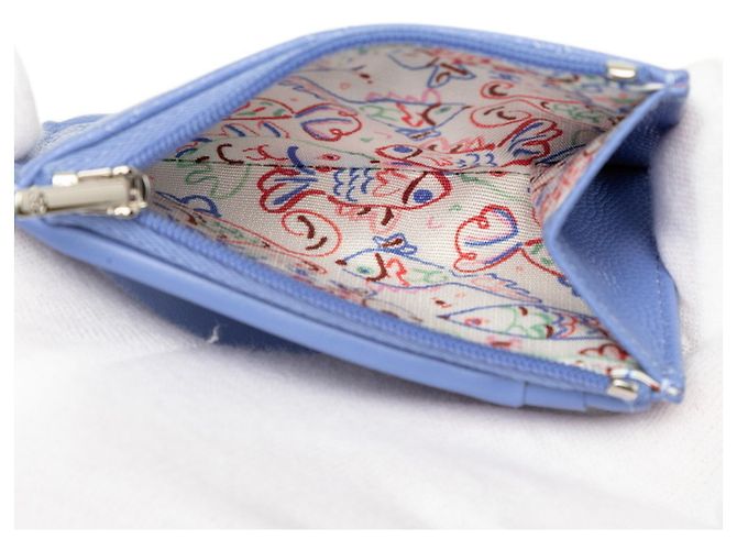 Chanel Coco Mark Matelassé Tri-fold Geldbörse Blau - Ansicht 5