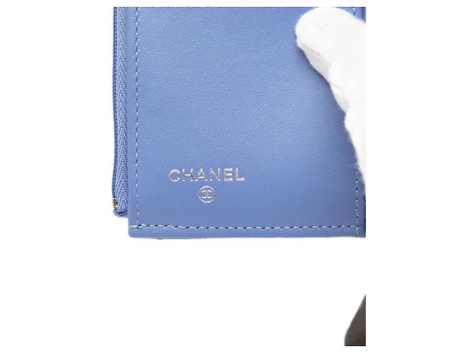 Chanel Coco Mark Matelassé Tri-fold Geldbörse Blau - Ansicht 6