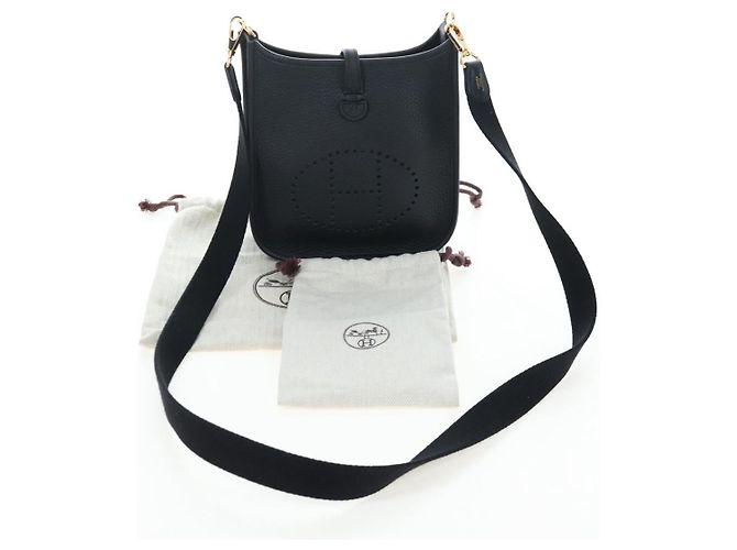 Hermès Borsa a tracolla HERMES Evelyn 16 TPM Pelle Nero Oro Auth BA16042SV D'oro - vista 12