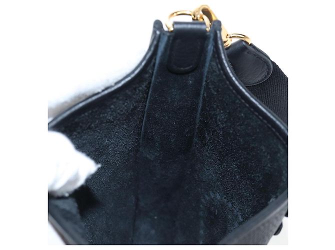 Hermès Borsa a tracolla HERMES Evelyn 16 TPM Pelle Nero Oro Auth BA16042SV D'oro - vista 23