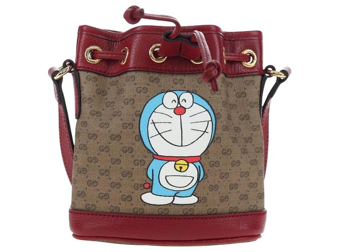 Borsa GUCCI Micro GG Supreme Fujiko Pro Collaboration PVC 647801 Auth BA15767M Beige D'oro - vista 13