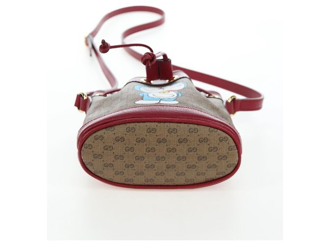 Borsa GUCCI Micro GG Supreme Fujiko Pro Collaboration PVC 647801 Auth BA15767M Beige D'oro - vista 5