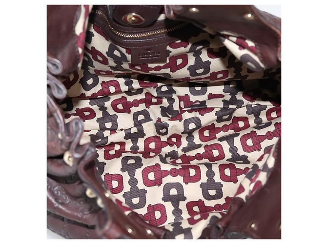 Sac à main GUCCI GG Canvas Guccissima en cuir marron foncé et doré 203624 Auth am12743V - vue 11