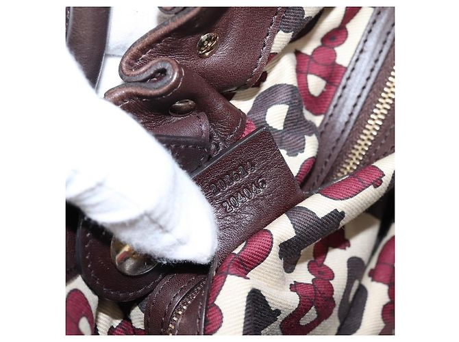 Sac à main GUCCI GG Canvas Guccissima en cuir marron foncé et doré 203624 Auth am12743V - vue 12