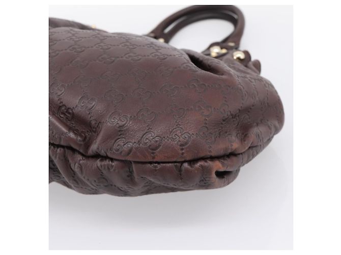 Sac à main GUCCI GG Canvas Guccissima en cuir marron foncé et doré 203624 Auth am12743V - vue 15