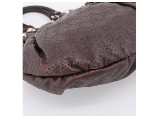 Sac à main GUCCI GG Canvas Guccissima en cuir marron foncé et doré 203624 Auth am12743V - vue 16