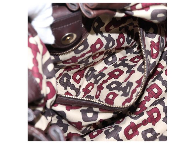 Sac à main GUCCI GG Canvas Guccissima en cuir marron foncé et doré 203624 Auth am12743V - vue 20