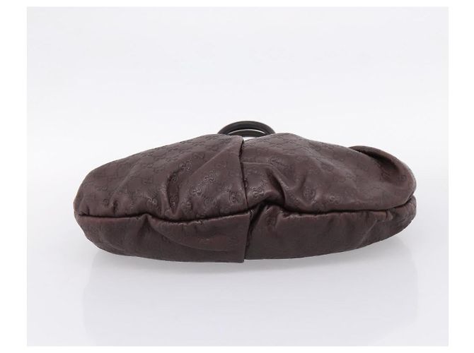 Sac à main GUCCI GG Canvas Guccissima en cuir marron foncé et doré 203624 Auth am12743V - vue 5