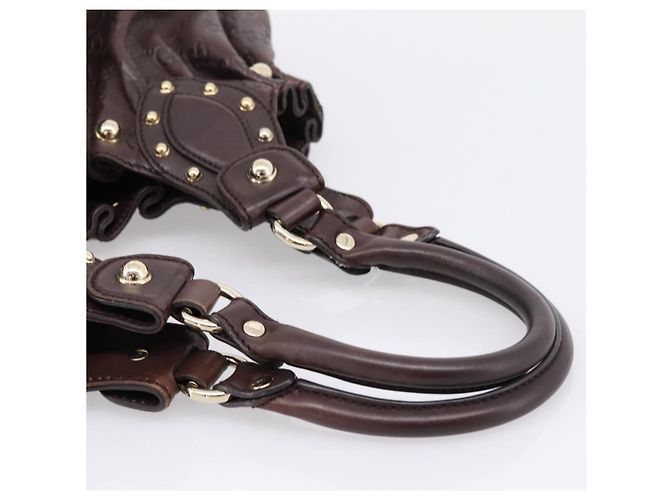 Sac à main GUCCI GG Canvas Guccissima en cuir marron foncé et doré 203624 Auth am12743V - vue 7