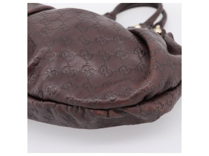 Sac à main GUCCI GG Canvas Guccissima en cuir marron foncé et doré 203624 Auth am12743V - vue 9