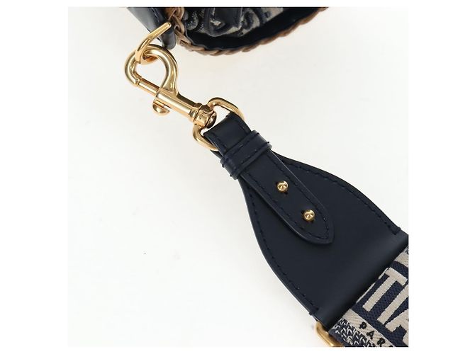 Borsa a tracolla Christian Dior Oblique Rattan 2way Navy Gold Auth 206256SAM D'oro Blu navy - vista 14